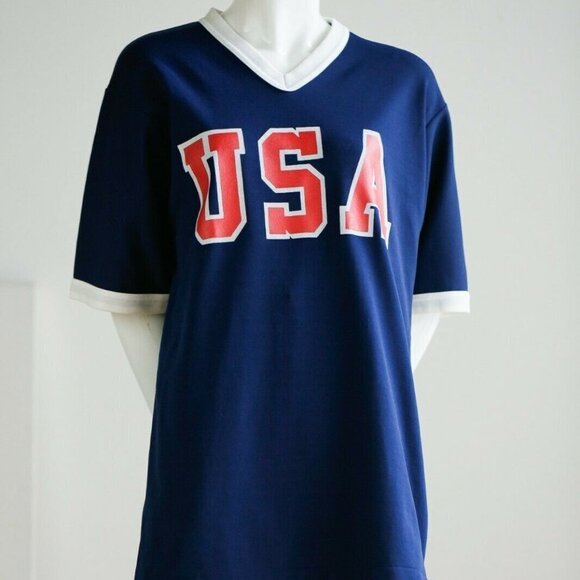 Vintage 70s USA Nylon Short Sleeve T Shirt Top - Picture 2 of 7